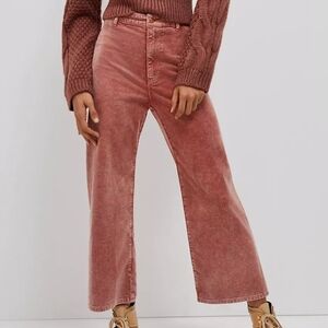 Pilcro Women's Pink Corduroy Ultra High Rise Cropped Pants Size 26
